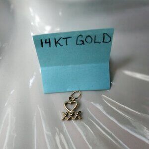 Solid 14kt Gold Love & Kisses Pendant
